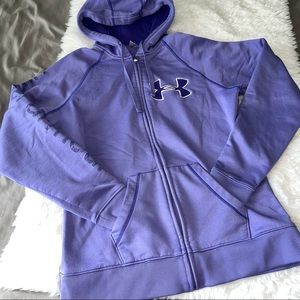 Under Armour Women’s Full Zip Hoodie Jacket Lilac Purple & White EUC Size M